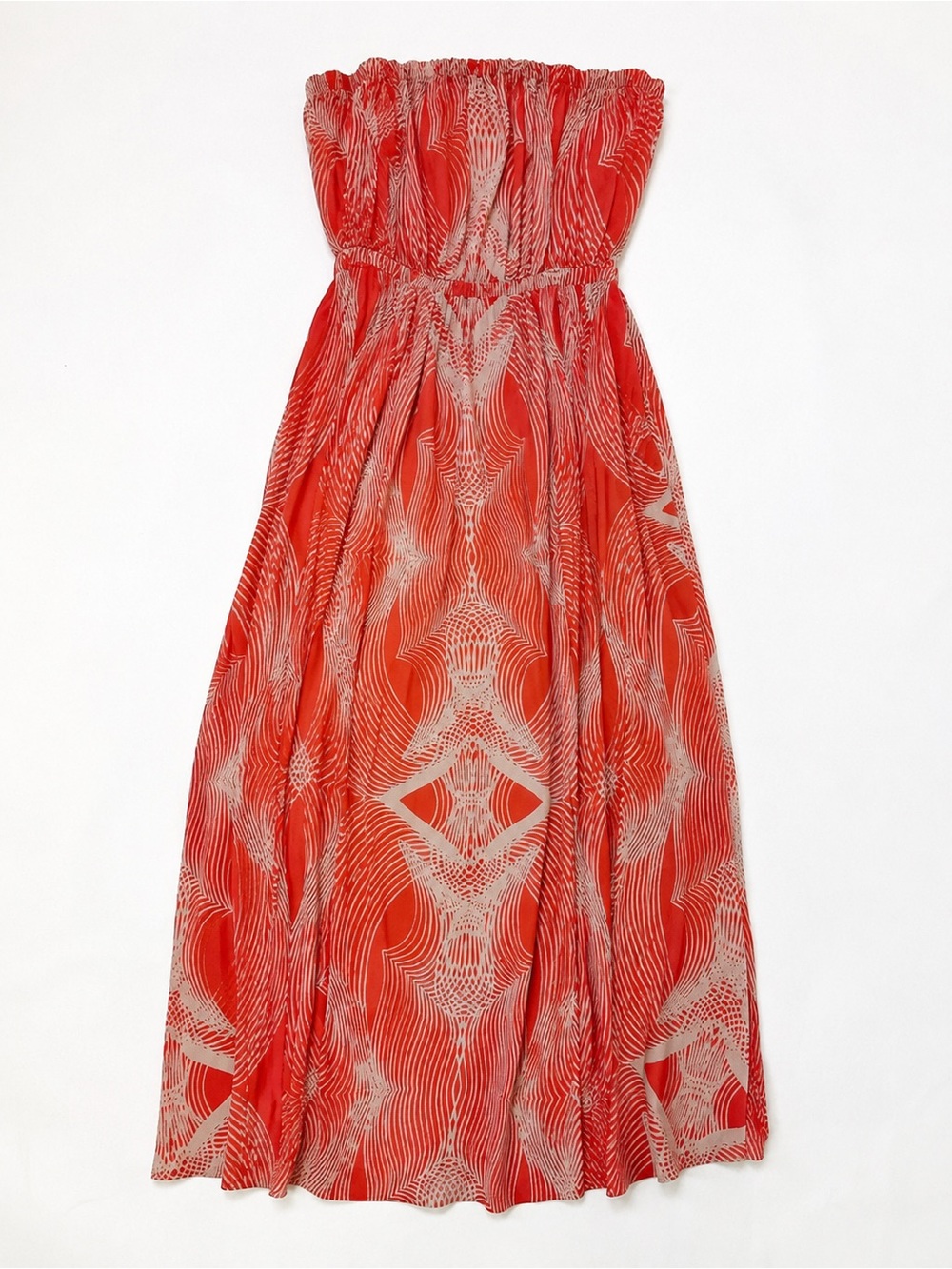 Anthropologie Leifsdottir Strapless Coral & Orange Boho Dresses Size 4 - Picture 3 of 6